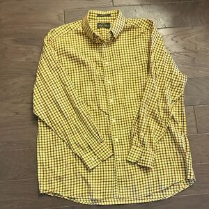 Orvis Signature Collection Men's Yellow Checkered Button Down‎ Shirt 100% Cotton
